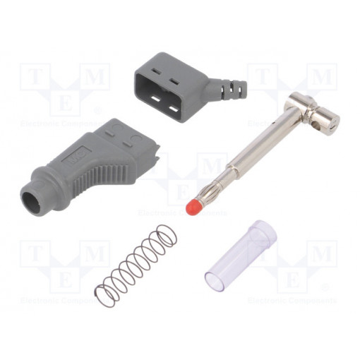 66.9328-28; Plug; 4mm banana; 32A; grey; 2.5mm2; Mounting: on cable; STÄUBLI