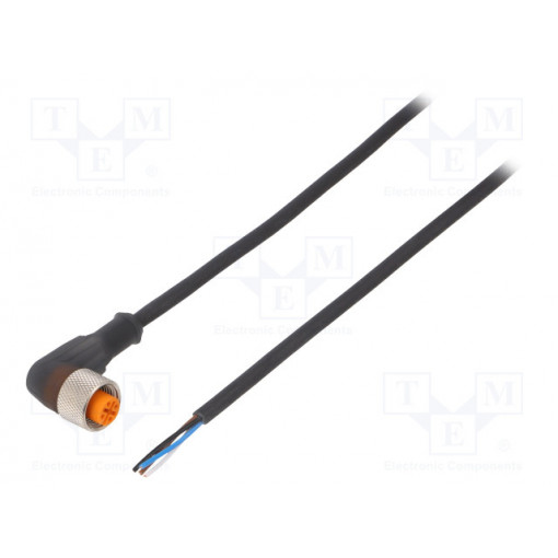 Y92E-M12PUR4A5M-L; Connection lead; M12; PIN: 4; angled; 5m; plug; 4A; -25÷80°C; IP67; OMRON