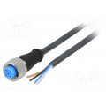 YF2A14-050UB3XLEAX; Connection lead; M12; PIN: 4; straight; 5m; plug; 250VAC; 4A; IP67; SICK