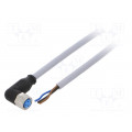 YG8U13-020VA1XLEAX; Connection lead; M8; PIN: 3; angled; 2m; plug; 60VAC; 4A; -30÷80°C; SICK