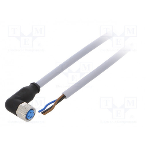 YG8U13-020VA1XLEAX; Connection lead; M8; PIN: 3; angled; 2m; plug; 60VAC; 4A; -30÷80°C; SICK
