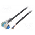 YI2A14-020UB3XLEAX; Connection lead; M12; PIN: 4; angled; 2m; plug; 4A; LED indication; SICK