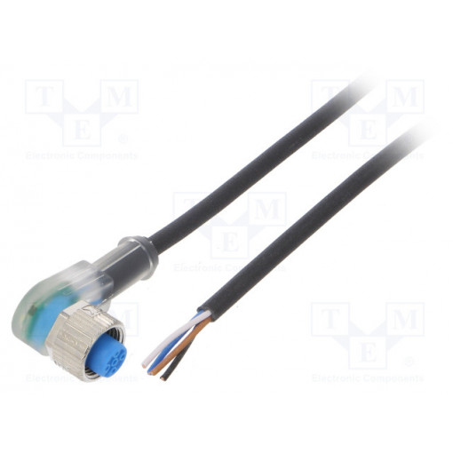 YI2A14-020UB3XLEAX; Connection lead; M12; PIN: 4; angled; 2m; plug; 4A; LED indication; SICK