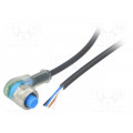 YI2A14-050UB3XLEAX; Connection lead; M12; PIN: 4; angled; 5m; plug; 4A; LED indication; SICK