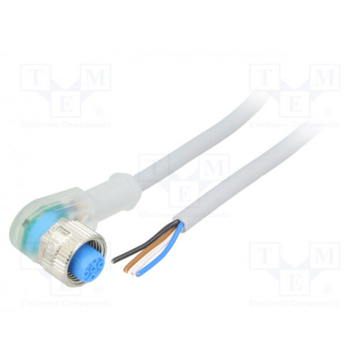 YI2A14-050VB3XLEAX; Connection lead; M12; PIN: 4; angled; 5m; plug; 4A; LED indication; SICK