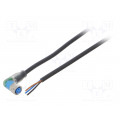 YI8U13-100UA1XLEAX; Connection lead; M8; PIN: 3; angled; 10m; plug; 4A; LED indication; SICK