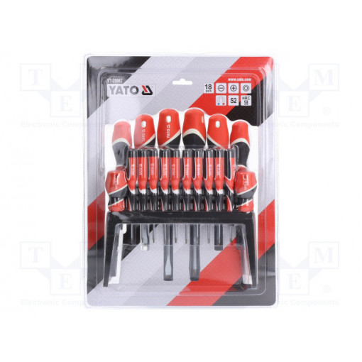 YT-25982; Kit: screwdrivers; Pcs: 18; Phillips,Torx®,slot; YATO
