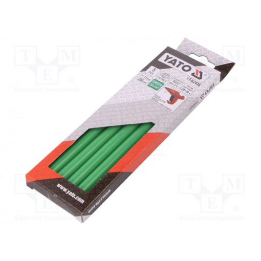 YT-82436; Hot melt glue; Ø: 11.2mm; green; L: 200mm; Bonding: 20÷30s; 5pcs.; YATO