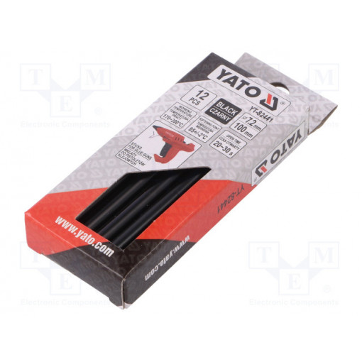 YT-82441; Hot melt glue; Ø: 7.2mm; black; L: 100mm; Bonding: 20÷30s; 12pcs.; YATO