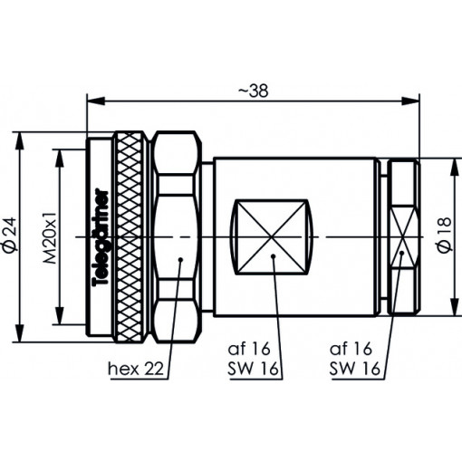 J01440A0011; Connector: 4.3-10; male; for cable; straight; plug; 50Ω; IP67; clamp; TELEGÄRTNER
