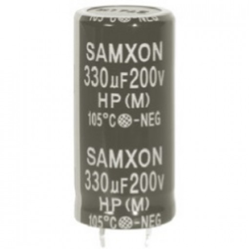 HP 100U/450V; Capacitor: electrolytic; SNAP-IN; 100uF; 450VDC; Ø22x30mm; ±20%; SAMXON HP 100U/450V; Capacitor: electrolytic; SNAP-IN; 100uF; 450VDC; Ø22x30mm; ±20%; SAMXON