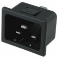 ACC.C20.SCH.02; IEC 16A/250VAC C20 spraudnis šasijas ar fiksatoriem 6.3mm konektori