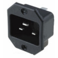 ACC.C20.SCH.03; IEC 16A/250VAC C20 spraudnis šasijas skrūvējams vert.caurumi 6.3mm konektori