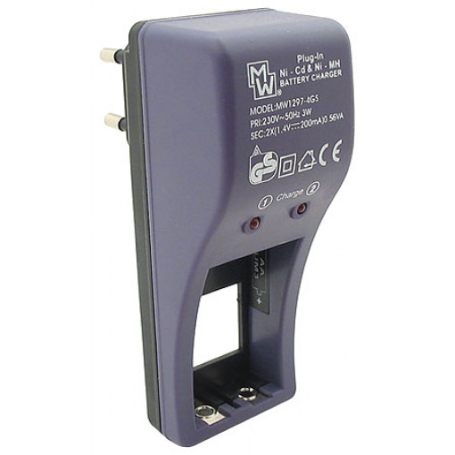 BCAA.200.22.V; AA ak.lādētājs 200mA 2v. 2kan. vert.spraudnis