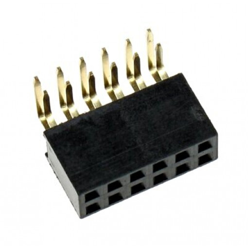 BL2X06L; Ligzda platē 2.54mm 2x6k rinda lenķī 90gr