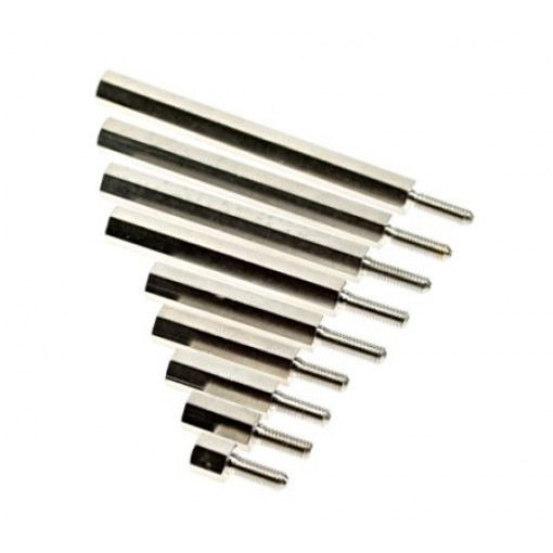 213X5; Screwed spacer sleeve; Int.thread: M3; 5mm; Ext.thread: M3; brass; DREMEC