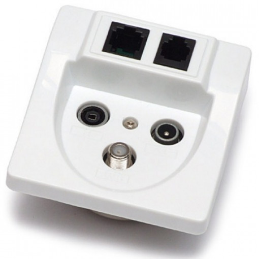FDU.5.S; Universāla rozete Radio TV SAT RJ45 RJ11 balta Signal FDU.5.S; Universāla rozete Radio TV SAT RJ45 RJ11 balta Signal