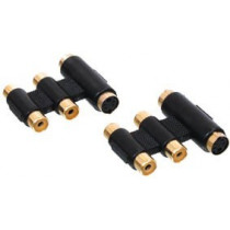 PLLR2+MD4/.P.GOLD; #   Adapters MiniDin4 un 2xRCA ligzdas plastm. zelta