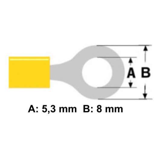 ST-082/Y; Ring terminal; M5; Ø: 5.3mm; 4÷6mm2; crimped; for cable; insulated; NINIGI