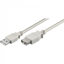 CAB-USBAAF/1.8; Cable; USB 2.0; USB A socket,USB A plug; 1.8m; grey; Core: Cu; BQ CABLE