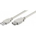 68717; Cable; USB 2.0; USB A socket,USB A plug; 5m; grey; 480Mbps; Goobay