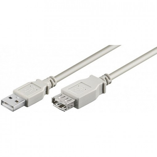 68717; Cable; USB 2.0; USB A socket,USB A plug; 5m; grey; 480Mbps; Goobay