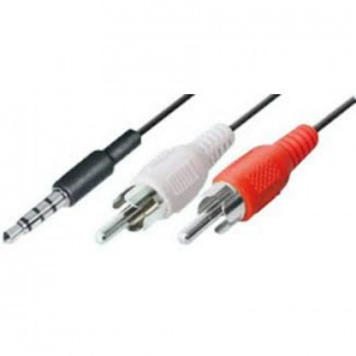 VSS34/R2.25BK.IPH; Vads 3.5mm 4k. / 2RCA spraudņi 2.5m I-Phone melns