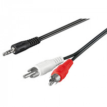 50196; Cable; RCA plug x2,Jack 3.5mm 3pin plug; 3m; black; Goobay 50196; Cable; RCA plug x2,Jack 3.5mm 3pin plug; 3m; black; Goobay