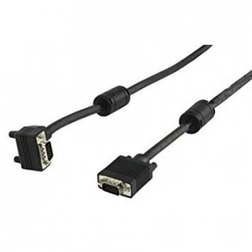 VSSHD15/.18.F90; Monitora kabelis 15p VGA spr. (viens 90°leņķī) 1.8m feriti melns