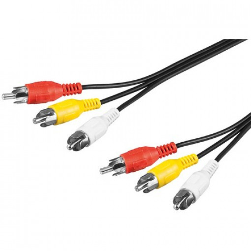 50770; Cable; RCA plug x3,both sides; 10m; Plating: nickel plated; Goobay 50770; Cable; RCA plug x3,both sides; 10m; Plating: nickel plated; Goobay