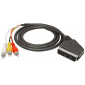 VSSS/R3.12<<; Vads SCART / 3RCA spraudņi (2Audio, Video), 1.2m, virzienā uz SCART (video 20pin)