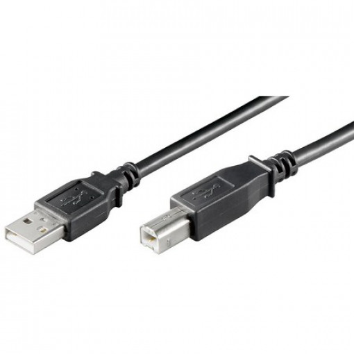 68901; Cable; USB 2.0; USB A plug,USB B plug; 3m; black; Core: Cu; 480Mbps; Goobay