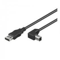 VSSUA/UB90.05.HS.BK; Vads USB A / USB B 90° leņķī spraudņi, 0.5m USB 2.0 melns