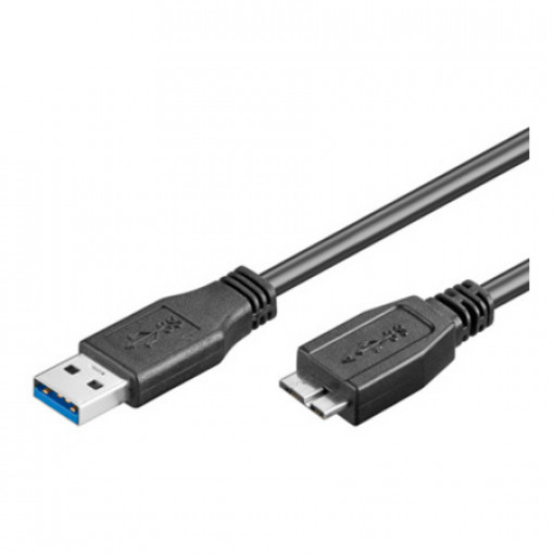 95026; Cable; USB 3.0; USB A plug,USB B micro plug; 1.8m; black; 5Gbps; Goobay