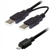 VSSUQB/UA.15.DUAL; Vads USB mikro B-tips / 2x USB A spraudņi, 1.50m (dati un barošana mob. tel.)  