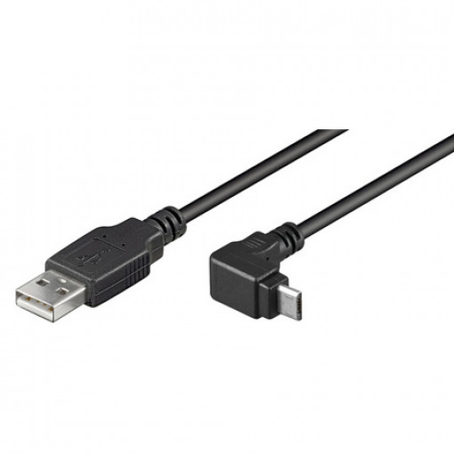 95343; Cable; USB 2.0; USB A plug,USB B micro plug (angle); 1.8m; black; Goobay
