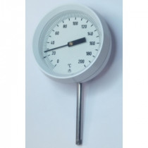 TERMO39; Analogais termometrs, 0-200C 117mm diametrā , vertikālā kapilāra  L=100mm D=8mm
