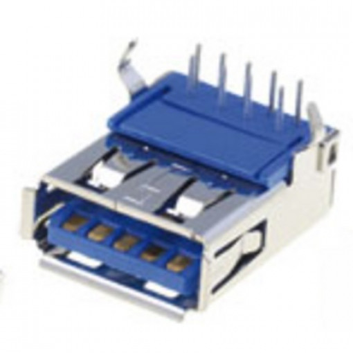 USB3A.L.THT90; USB3 ligzda THT 90° A tips lodējams platē