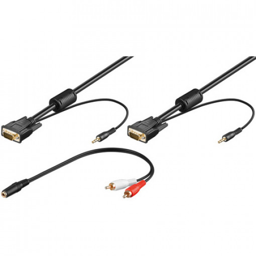 VSSHD15/3S/.2; Monitora kabelis 15p VGA un 3.5mm stereo spr. komplektā ar adapteri 2.0m VSSHD15/3S/.2; Monitora kabelis 15p VGA un 3.5mm stereo spr. komplektā ar adapteri 2.0m