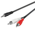 51648; Cable; RCA plug x2,Jack 3.5mm 3pin plug; 1m; black; Goobay