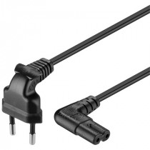 97350; Cable; CEE 7/16 (C) plug angled,IEC C7 female angled; 2m; black; Goobay