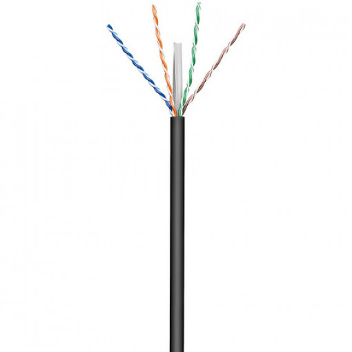 57293; Wire; U/UTP; 6; outdoor; solid; CCA; 4x2x23AWG; PE; black; 100m; Goobay
