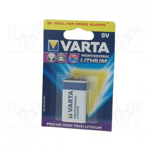 ; Battery: lithium; 9V; 6F22; Batt.no: 1; 17.5x26.5x49.2mm; 1200mAh; VARTA ; Battery: lithium; 9V; 6F22; Batt.no: 1; 17.5x26.5x49.2mm; 1200mAh; VARTA