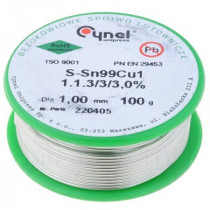 ; Soldering wire; Sn99,3Cu0,7; 0.7mm; 100g; lead free; Package: reel; CYNEL