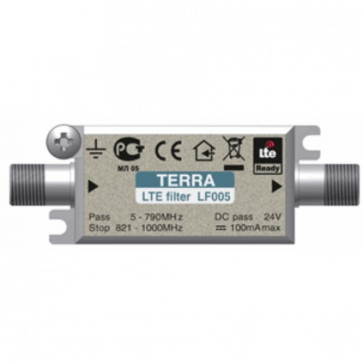 LTEF005; LTE filtrs LF005 Terra laiž 5-790MHz griež 821-1000MHz >30dB vada var. F ligzdas