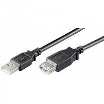 CAB-USB2AAF/5-BK; Cable; USB 2.0; USB A socket,USB A plug; 5m; black; Core: CCA; BQ CABLE