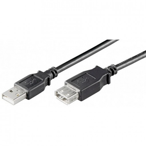 CAB-USB2AAF/5-BK; Cable; USB 2.0; USB A socket,USB A plug; 5m; black; Core: CCA; BQ CABLE