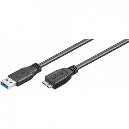 95169; Cable; USB 3.0; USB A plug,USB B micro plug; 1m; black; 5Gbps; Goobay