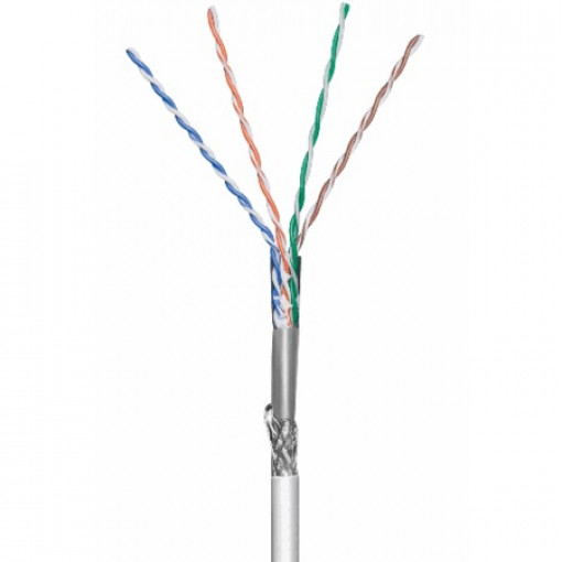 93274; Wire; SF/UTP; 5e; stranded; CCA; 4x2x26AWG; PVC; grey; 100m; Goobay