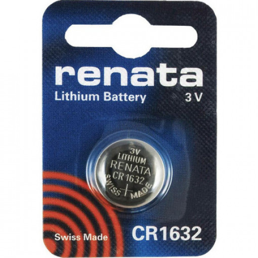 CR1632 B1; Battery: lithium; 3V; CR1632,coin; Batt.no: 1; Ø16x3.2mm; 125mAh; RENATA